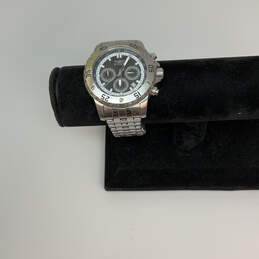 Designer Invicta Silver-Tone Chronograph Round Dial Analog Wristwatch