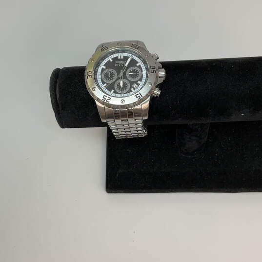 Designer Invicta Silver-Tone Chronograph Round Dial Analog Wristwatch image number 1