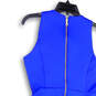 Womens Blue Round Neck Sleeveless Back Zip Fit & Flare Dress Size 6 image number 4