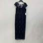 NWT Womens Navy Blue Corded Lace Short Sleeve Maxi Dress Size 14 image number 1