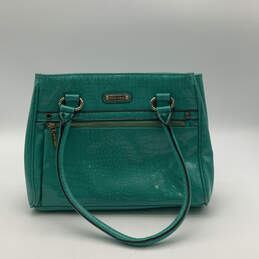 Womens Turquoise Leather Inner Pocket Double Handle Zipper Hand Bag alternative image