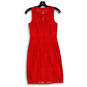 Womens Coral Orange Floral Lace Sleeveless Cocktail Sheath Dress Size 0 image number 2