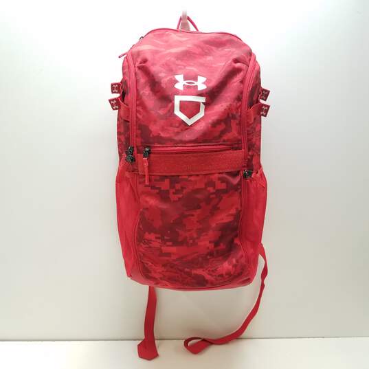 Under Armour Utility Baseball Print Backpack Red Camouflage image number 1