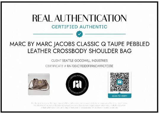 AUTHENTICATED MARC BY MARC JACOBS 'CLASSIC Q' 16x12x7 CROSSBODY SHOULDER BAG image number 2