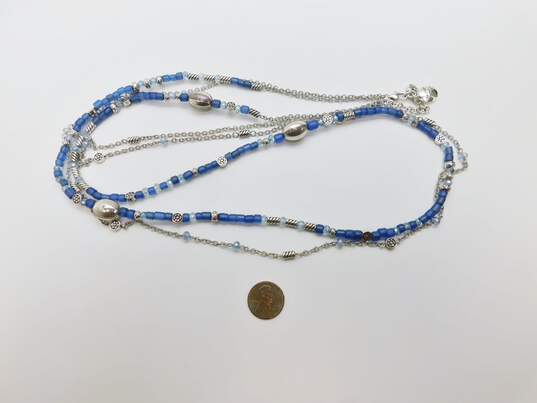 Brighton Deja View Blue & Silver Plated Bead Double Strand Necklace image number 5