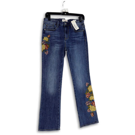 NWT Womens Blue Marilyn Floral Denim Medium Wash Straight Jeans Size 26x31 image number 1