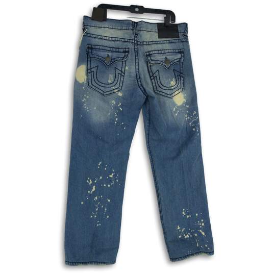 True Religion Womens Blue Denim 5-Pocket Design Distressed Straight Jeans Sz 36 image number 2