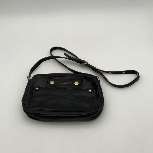 Womens Black Leather Adjustable Strap Inner Pockets Crossbody Purse image number 1