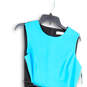 Womens Black Blue Sleeveless Round Neck Back Zip Short Sheath Dress Size 8 image number 3