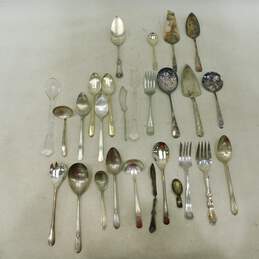 VNTG Silver Plate & Glass Lucite Serving Utensils Forks Spoons Knives Servers