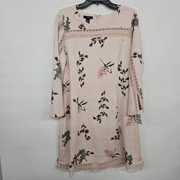 Pink Floral Print Long Sleeve Shift Dress