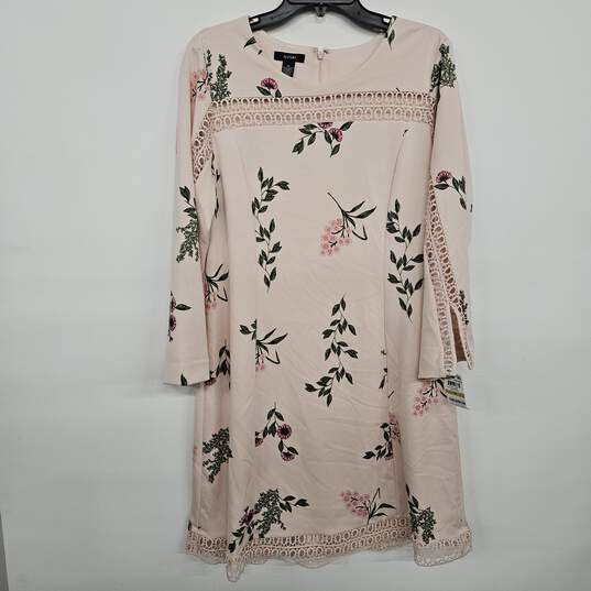Pink Floral Print Long Sleeve Shift Dress image number 1