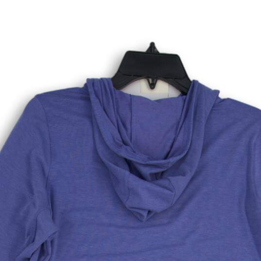 NWT L.L. Bean Womens Blue Hooded Long Sleeve Pullover Activewear Top Size M image number 4