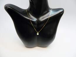 Romantic 14K Yellow Gold Pearl Pendant Necklace 2.0g