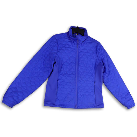 Womens Purple Long Sleeve Mock Neck Full-Zip Quilted Jacket Size Medium image number 1