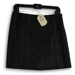 NWT Womens Black Flat Front Side Zip Short A-Line Skirt Size Medium