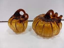 Amber Crackle Glass Curly Stem Pumpkins alternative image