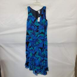 Chico's Blue Floral Silk Lined Sleeveless Maxi Dress WM Size 1