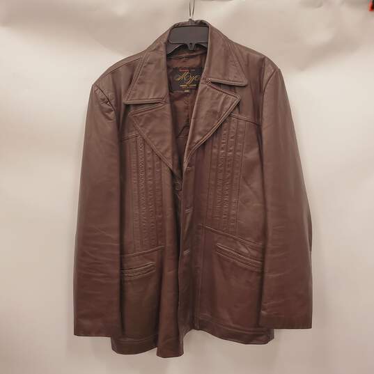 Montgomery Ward Men Brown Leather Jacket 44R image number 1