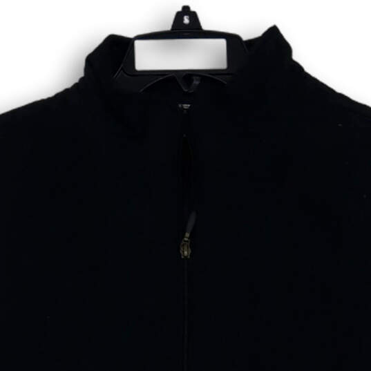Womens Black Sleeveless Mock Neck Full-Zip Fleece Vest Size Medium image number 3