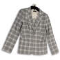 Womens Gray White Plaid Long Sleeve Single Breasted Two Button Blazer Sz 10 image number 1