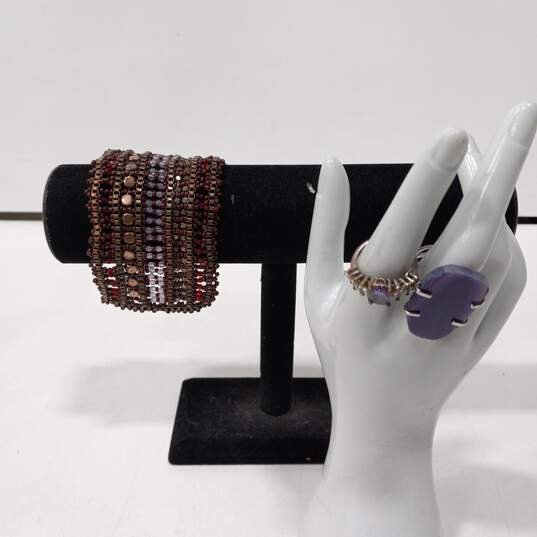 Bundle of Assorted Purple Toned Fashion Jewelry image number 5