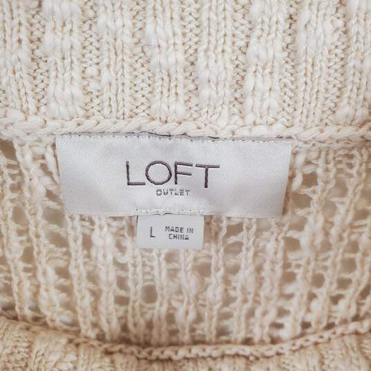 Loft Women Ivory Crochet Sweatshirt L NWT image number 3