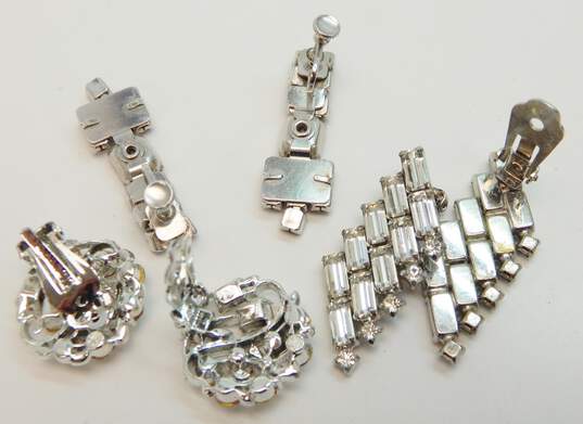 Vintage Icy Rhinestone Silver Tone Necklace, Bracelet & Clip On Earrings 67.8g image number 4