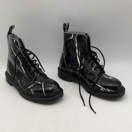 Dr. Martens Womens Pascal Black White Leather Lace Up Marble Combat Boots Size 9 alternative image