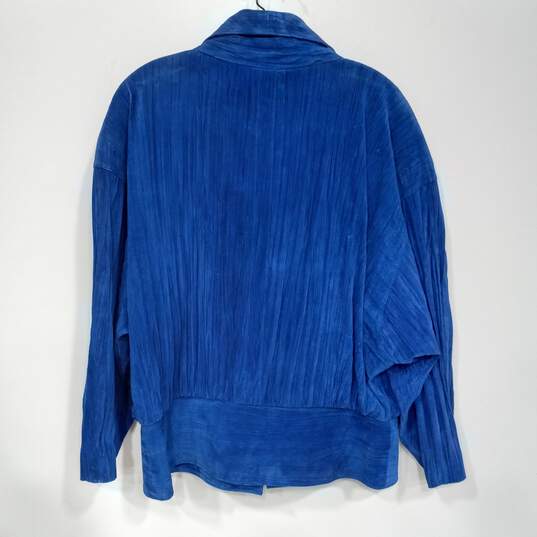 Avanti Blue Cropped Suede/Velvety Fabric Blazer Women's Size M image number 2