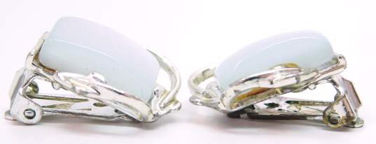 Vintage Coro White Lucite & Silver Tone Clip-On Earrings 9.6g image number 3