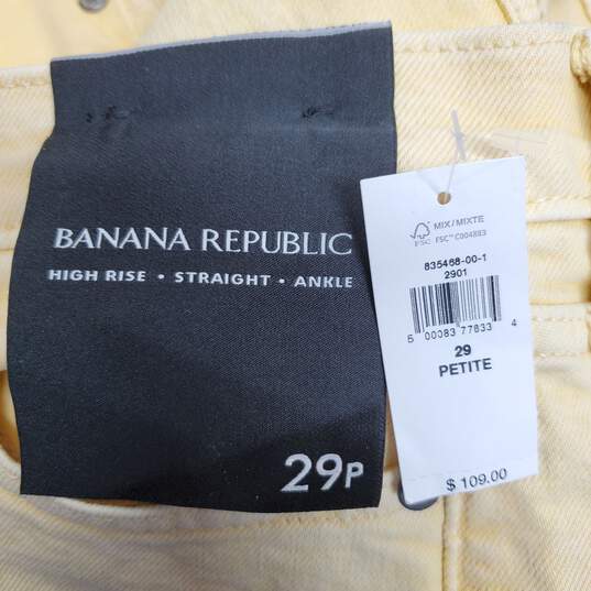 Banana Republic Yellow Cream High Rise Straight Leg Jeans image number 3