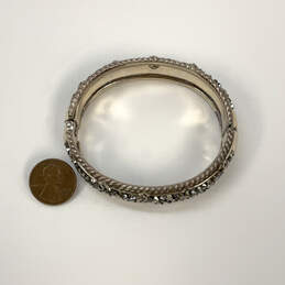 Designer Brighton Silver-Tone Hematite Encrusted Chunky Bangle Bracelet