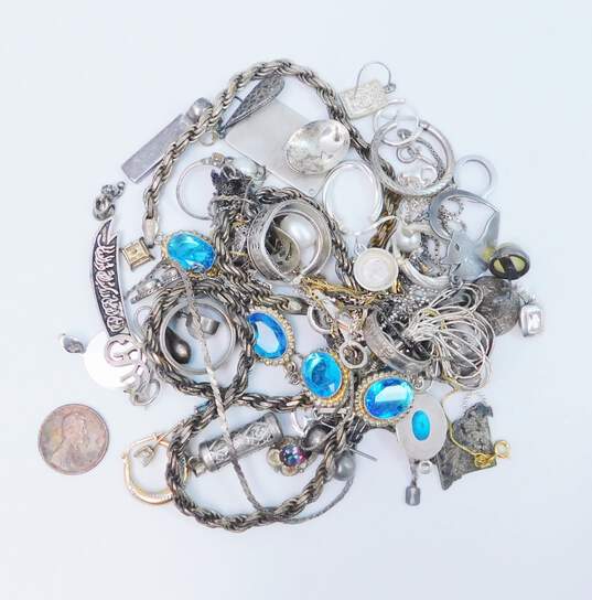 925 Sterling Silver Scrap Jewelry & Stones 166.9g image number 5