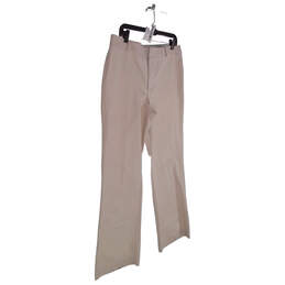 Womens Brown Solid Flat Front High Rise Straight Leg Pants Size 16 L alternative image