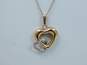 14K Two Tone Gold Interlocked Hearts Pendant On Box Chain Necklace 3.0g image number 3