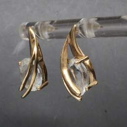 10K Yellow Gold Clear Quartz Stud Earrings - 2.65g alternative image
