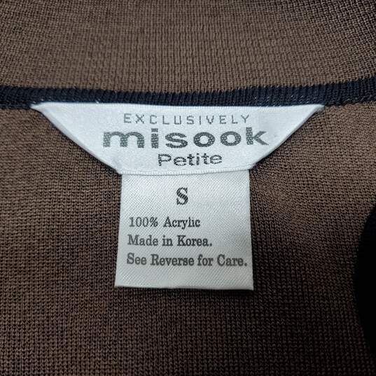 Misook Petite Acrylic Brown Open Front Cardigan Sweater Women's SM image number 3