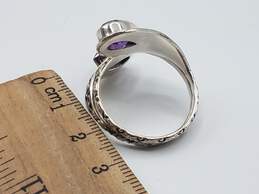 PTI 925 Sterling Silver India Amethyst Teardrop Bypass Ring Size 10 alternative image