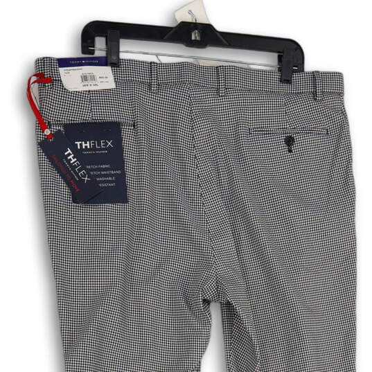 NWT Mens Blue White Check Flat Front Straight Leg Dress Pants Size 38x34 image number 4