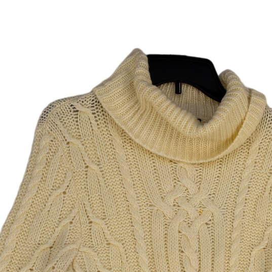 Womens Off-White Knitted Turtleneck Long Sleeve Pullover Sweater Size Large image number 3