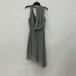 NWT Womens Gray Sleeveless Halter Neck Asymmetrical Hem Wrap Dress Size S alternative image