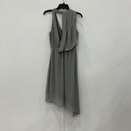 NWT Womens Gray Sleeveless Halter Neck Asymmetrical Hem Wrap Dress Size S image number 2