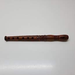 Hand Carved Wood Flute 13in Long