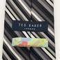 Mens Black White Striped Formal Adjustable Keeper Loop Designer Necktie image number 3