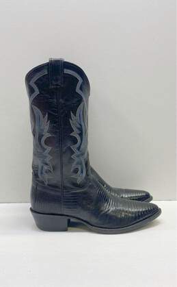 Justin Boots Iguana Lizard Black Western Boots Size 11