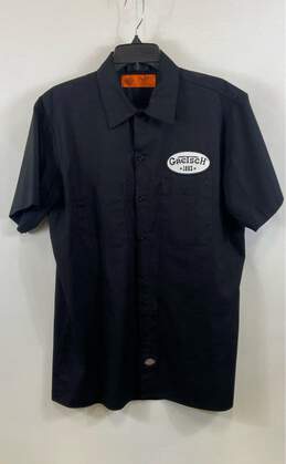 Dickies Mens Black Gretsch Short Sleeve Collared Button-Up Shirt Size Large