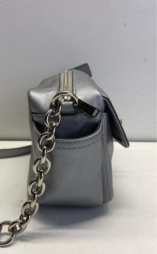 Coach Campebell Turnlock Leather Small Crossbody Silver image number 4