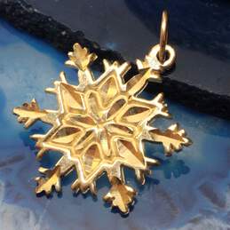 14K Yellow Gold Snowflake Shaped Pendant