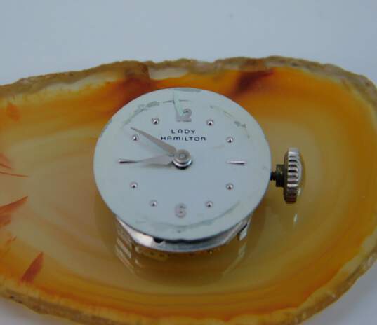 Ladies Vintage Hamilton 14K White Gold 0.04 CTTW Diamond Case Gold Filled Band 22 Jewels Wrist Watch 14.4g image number 5